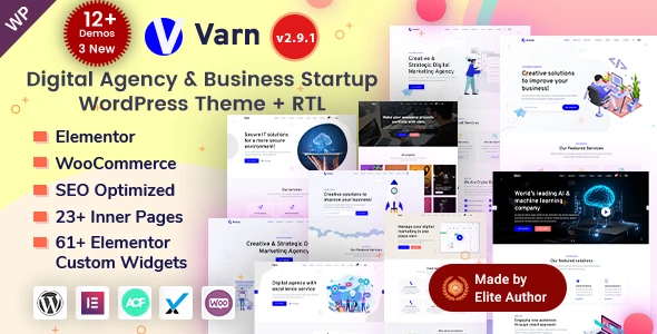 Varn – IT &amp; SEO Marketing Agency Portfolio Elementor WordPress Theme