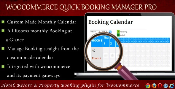 WooCommerce Quick Resort &amp; Hotel Booking Calendar