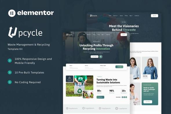 Upcycle - Waste Management &amp; Recycling Elementor Template Kit