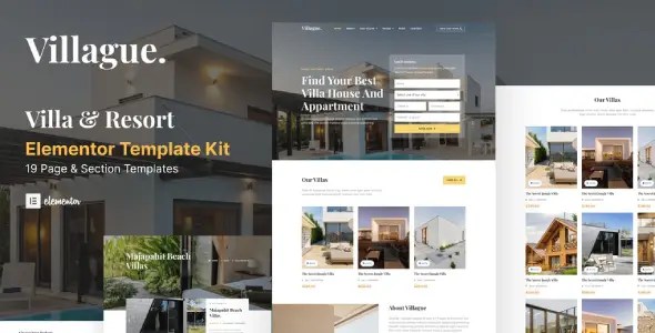 Villague – Private Villa &amp; Resort elementor Template Kit