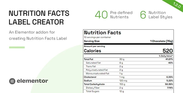 Nutrition Facts Label Creator (Elementor addon)