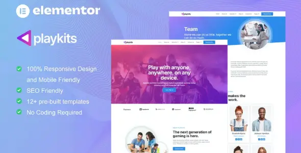 Playkits – Video Game Publisher &amp; Shop Elementor Template Kit