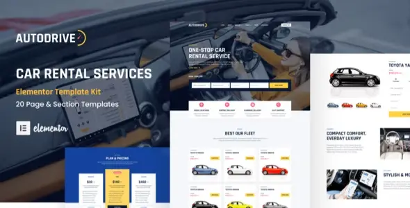 Autodrive – Car Rental &amp; Dealer Elementor Template Kit