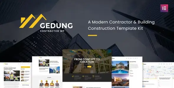 Gedung- Contractor &amp; Building Construction Elementor Template Kit